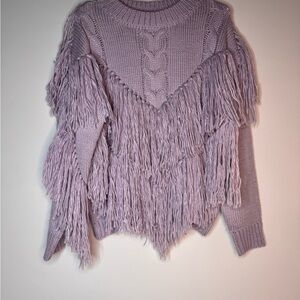 Fashion Nova Lilac Fringe Sweater